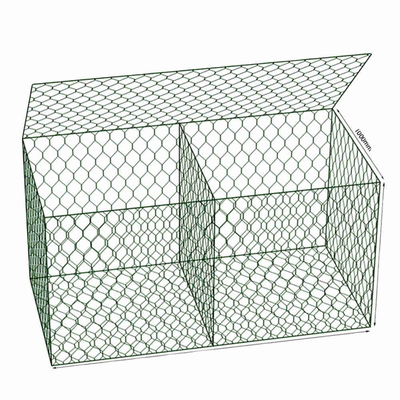 Коробка утеса ячеистой сети оцинкованной стали корзины зеленого цвета 6mx2mx0.3m шестиугольная Gabion Pvc