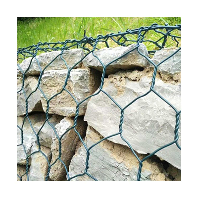 Зеленый Pvc покрыл коробку 2.7mm Gabion для подкрепления регулирования паводковых вод реки