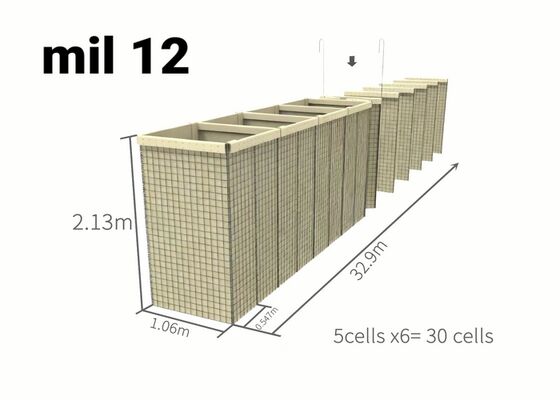 Военный барьер, разработанный из стальной проволочной сетки горячего цинкования и многоячеистой конструкции для легкой установки